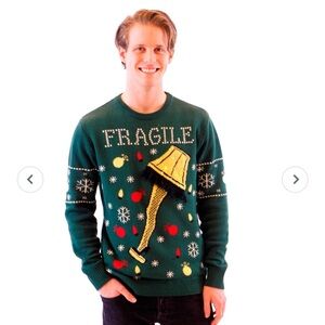 Fragile Leg Lamp Light Up Ugly Christmas Xmas Sweater